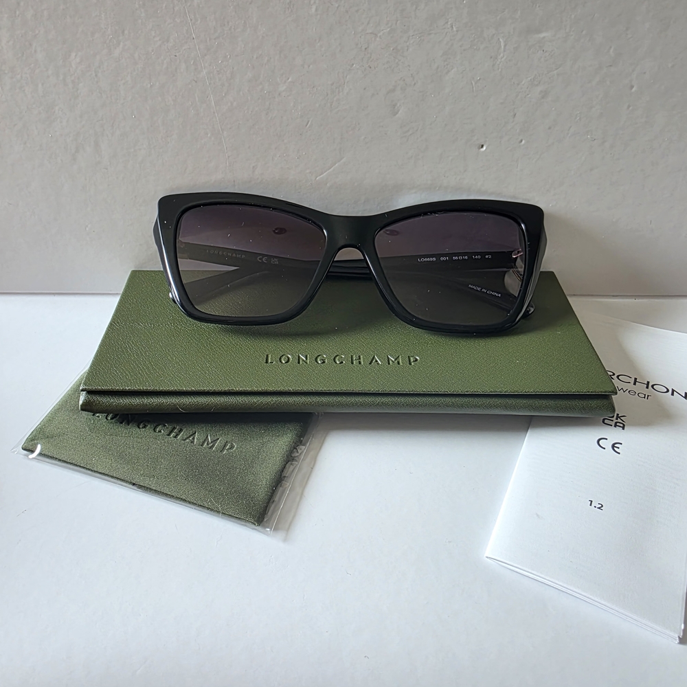 Longchamp Women's Black Sunglasses with Gradient Purple Lenses - Picture 3 of 6